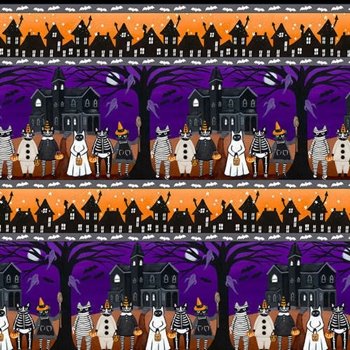 Halloween Adora Boo Glow in the Dark Border stripe 9664G 55 Black