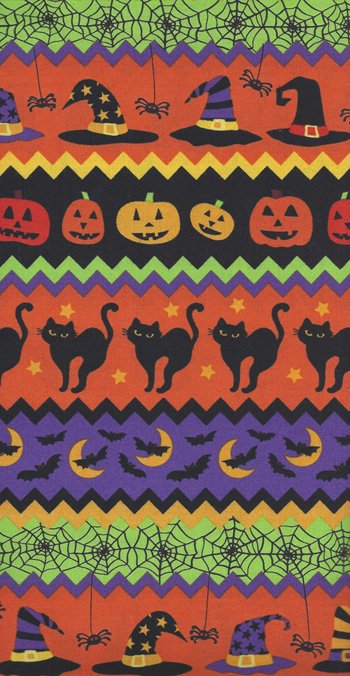 Halloween border stripe with cats 3372 multi