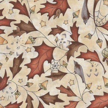 Halloween On the Web Oak Leaves 25991  Mu Cream