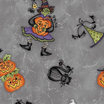 Halloweenie pumpkin ghosts and cats 8630 T gray