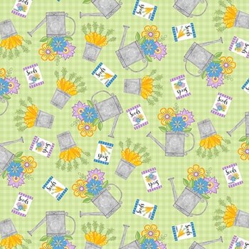 Happy Spring Flower Pots 6016-69 Lt Green