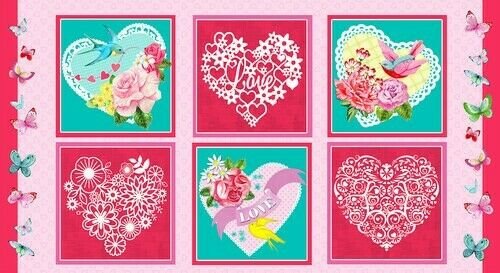 Heart and Soul Panel 9435 22 Pink