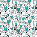 Hearts and Cats Teal 10335-80