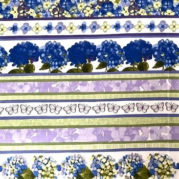 Heavenly Hydrangeas Butterfly Border Stripe with Butterflies 225 lavender and green