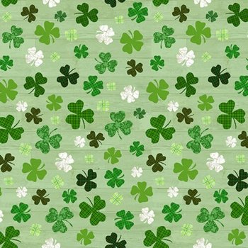Hello Lucky Clover on Wood Grain 9736 66 Green