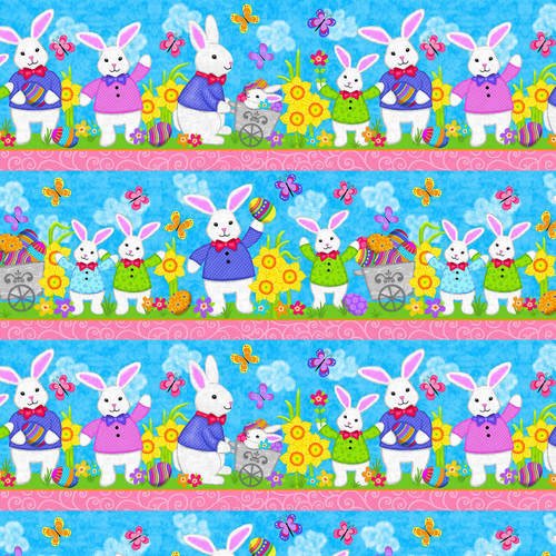 Hello Spring Easter Border Stripe 4985 11 Multi