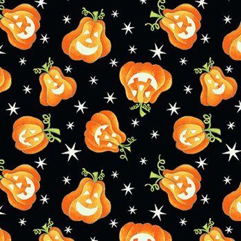 Here we Glow Tossed Pumpkins 9540G-93 Black