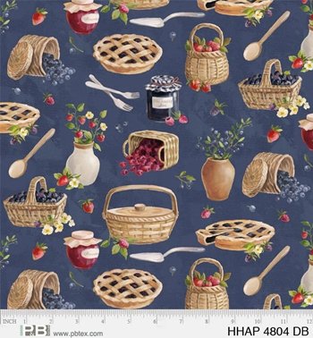 Homemade Happiness Strawberries Allover Pies and Baskets HHAP4804DB Dark Blue