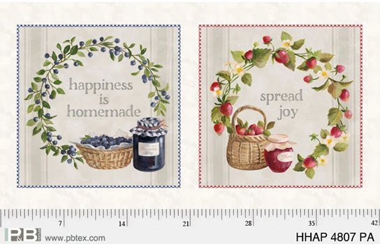 Homemade Happiness Strawberries and Blueberries Spread Joy Panel H P4807PA Multi