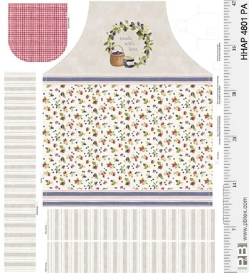Homemade Happiness Strawberries  Made with Love Apron Panel HHAP4801PA Ecru