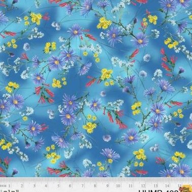 Humming Birds Floral digital print 04084 B  blue