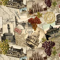 Italian Vineyards Postcards Grapes 4906 Cream