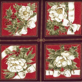Joy of Christmas Flower Metallic Red/Ivory  (55 4" Blocks) F0375 04