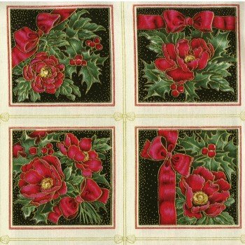 Joy of Christmas Flower Red (55 4" Blocks) F0375 01