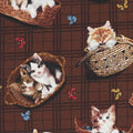 Kittens in Baskets 45616A Brown Cat Fabric
