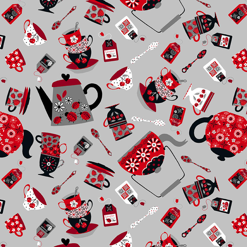 Let's Partea! Tossed Tea Cups and accessories 2378-90 Gray