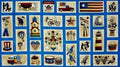 Libertyville 8701 77 Cream Patriotic blocks panel