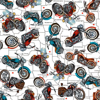 Life's a Kick Motorcycle Fabric Historic Route 66 - America's Highway