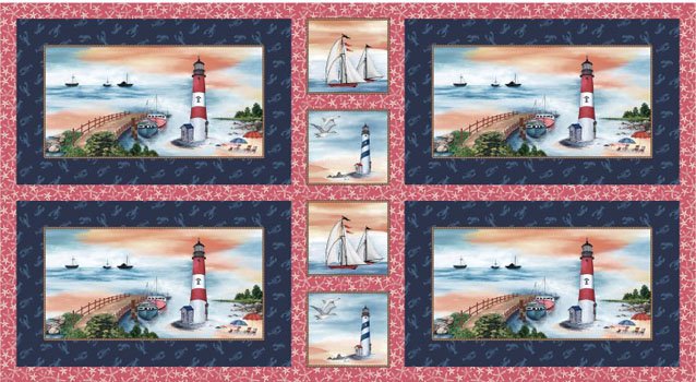 Lighthouse Placemats Panel DCX9160 Navy