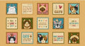 Live Love Meow Cat Blocks Panel 1937P 33 Yellow
