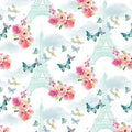 Love is in the Air Eiffel Tower with flowers and Butterflies 1679 01 white