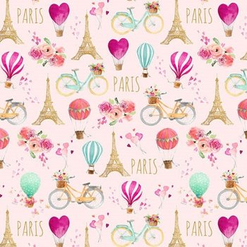 Love is in the Air Hot Air Balloons with Eiffel Tower 1680 22 pink