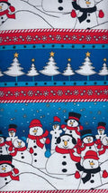 Marching Snowmen Border Stripe Flannel F2345 49 Multi