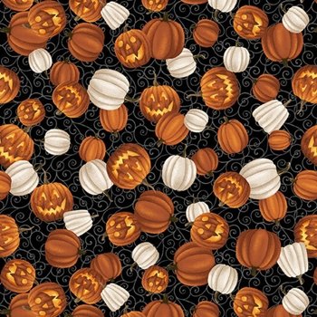 Midnight Magic Tossed Pumpkins 6405-93 Black