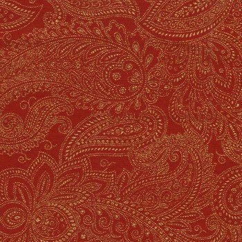 Moda Majestic Yule Winter Paisley Red/Gold Metallic 32127 11