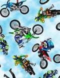Motorcross Motorbikes Allover C8993 Blue