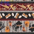 Music - Let the Music Play Border Stripe 9717 90 Black