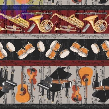 Music - Let the Music Play Border Stripe 9717 90 Black