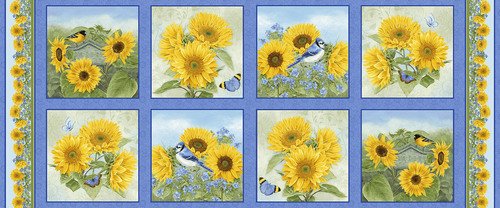 My Sunflower Garden Panel 1377 74 Blue