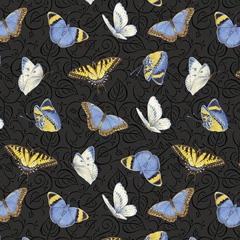 My Sunflower Garden Tossed Butterflies 1382 99 Black