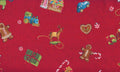 Old Fashioned Santa Toys on Red 20372 RED1