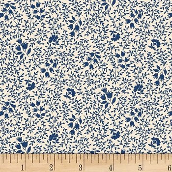 One Room School House Floral IV 03057 B Blue