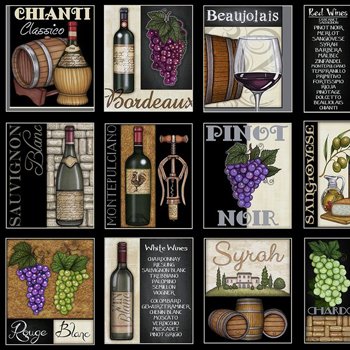 Over a Barrel Wine Labels Panel 2500 Black