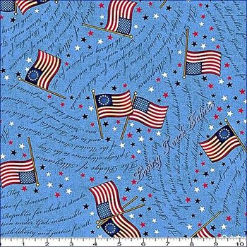 Patriotic Long May She Wave Flags 24406 B Blue