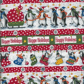 Penguin Happy Holiday 0319-1 Border Stripe