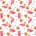 Pink Paradise Tossed Flamingos 9867 18 White