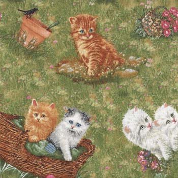 Playful Kittens in Baskets 21501 Green