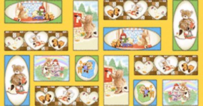 Popcorn the Bear Motif Panel 22016 Yellow