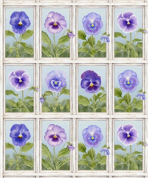 Pretty as a Pansy Blocks Panel 40 blocks approx.5" x 3.5"  1008 col 1