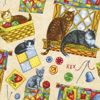 Purrfect Notions Cats Tossed 1901 Cream