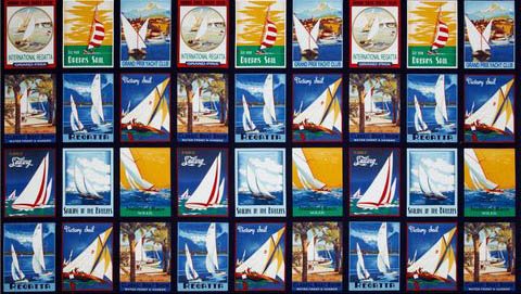 Sail Away Panel 37375 Navy