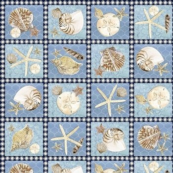 Seaside Serenity  Sea Life Squares 2017  Med Blue
