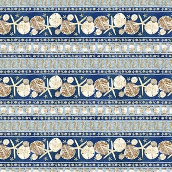 Seaside Serenity Sea Life Border Stripe 2019 Med Blue