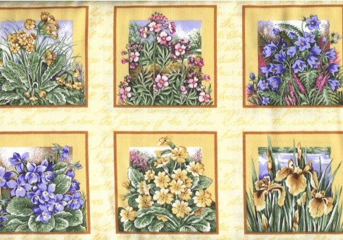 Shakespeare’s Flowers Yellow 66 3 1/4" motifs panel F0421 03