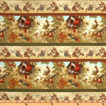 Songs of the Season Birds Border Stripe 22227 Mul1