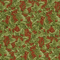 Spirit of Christmas Chickadee Holly and Berries Sage Metallic F0274 08